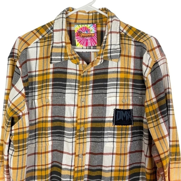 DMX Flannel Shirt Mens XL XXL Unisex Handmade Reworked Bleached Plaid Rare - Picture 3 of 14